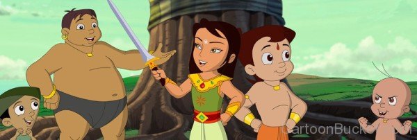 Chota Bheem Standing With His Friends