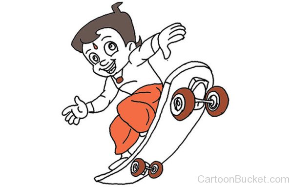Image Of Chota Bheem On Skateboard