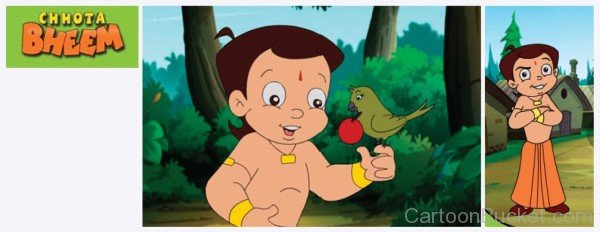 Image Of hota Bheem With Parrot