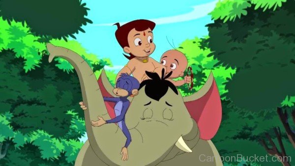 Image Of chota bheem Sitting On Elephant