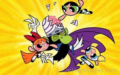 Powerpuff Girls Hitting Mojo Jojo