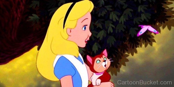 Alice And Dinah Looking At Butterfly