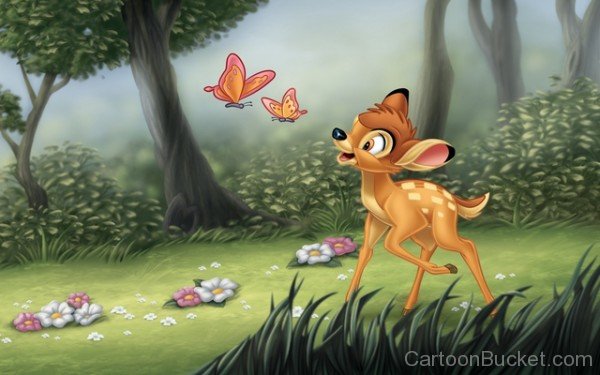 Bambi Playing With Butterflies