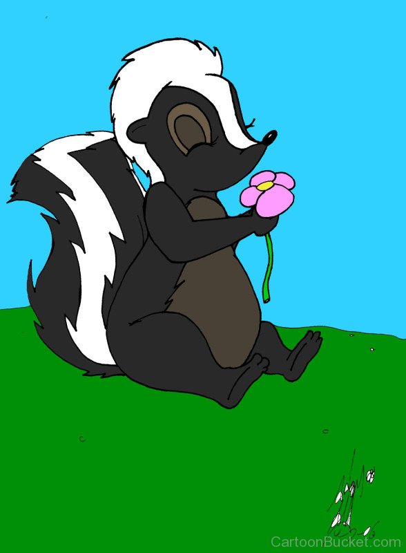 Flower The Skunk Holding Flower