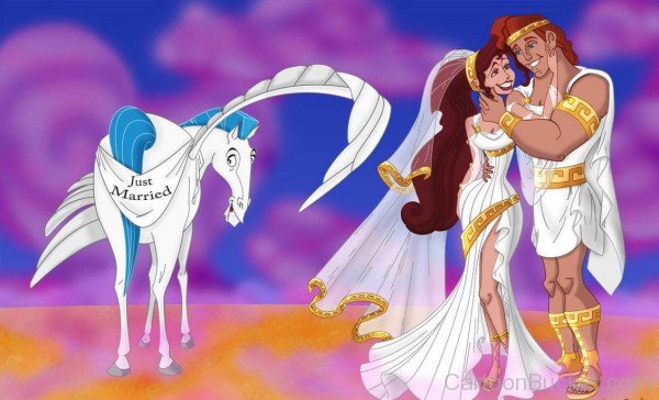 Hercules And Megara With Pegasus