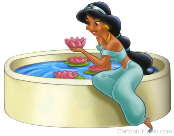 Princess Jasmine Holding Flower