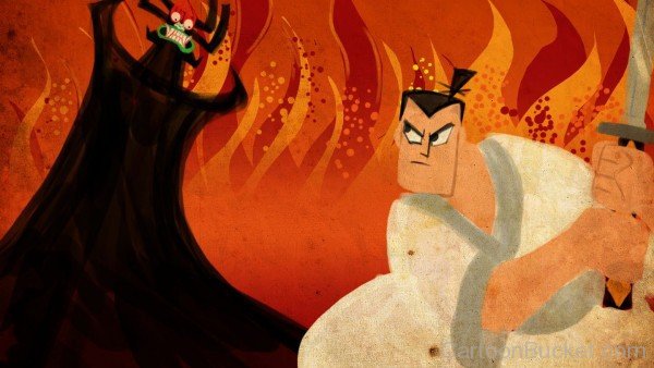 Samurai Jack Attacking On Aku