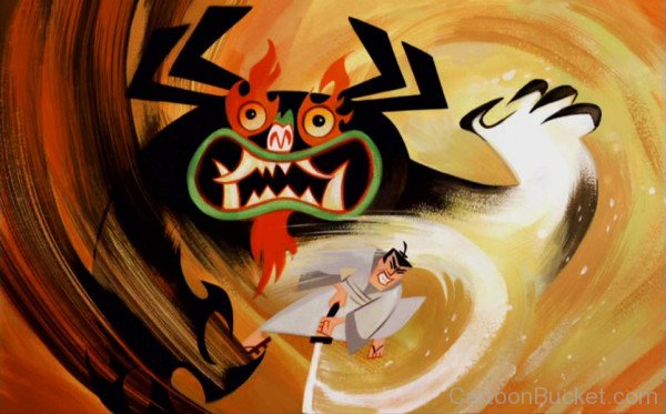 Samurai Jack Doing Action On Aku