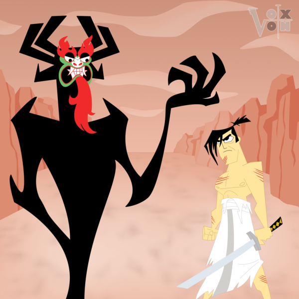 Samurai Jack Fighting With Aku