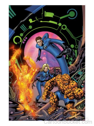 Frame Picture Of Mr Fantastic,Invisible Woman,Human Torch And Thing