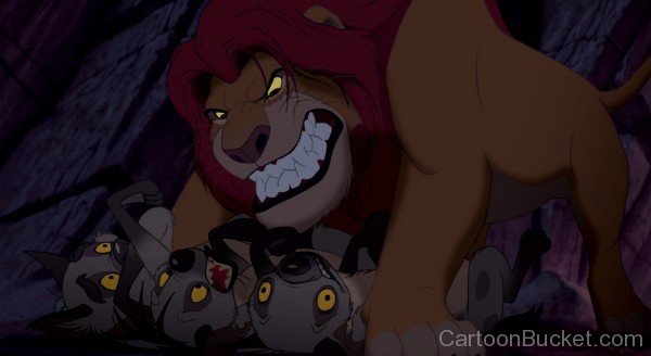 Mufasa Hitting Shenzi,Scar And Ed