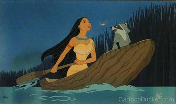 Pocahontas With Meeko In Boat