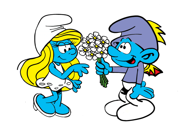 Rad Smurf Giving Flower Bouquet Smurfette