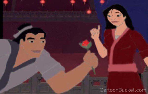 Shang Giving Flower To Princess Mulan