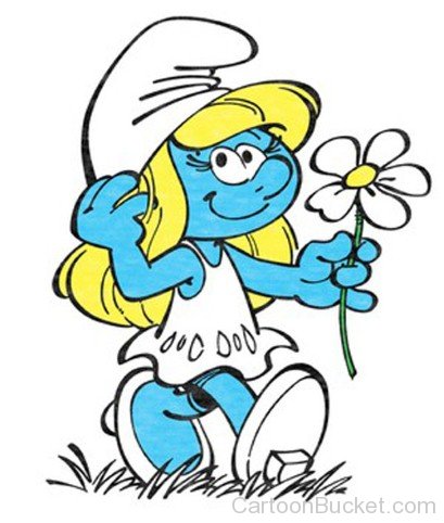 Smurfette Holding Flower