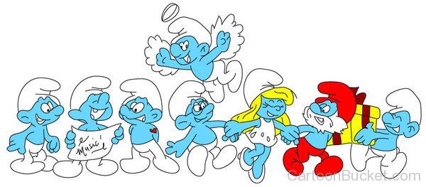 Smurfette With Smurfs