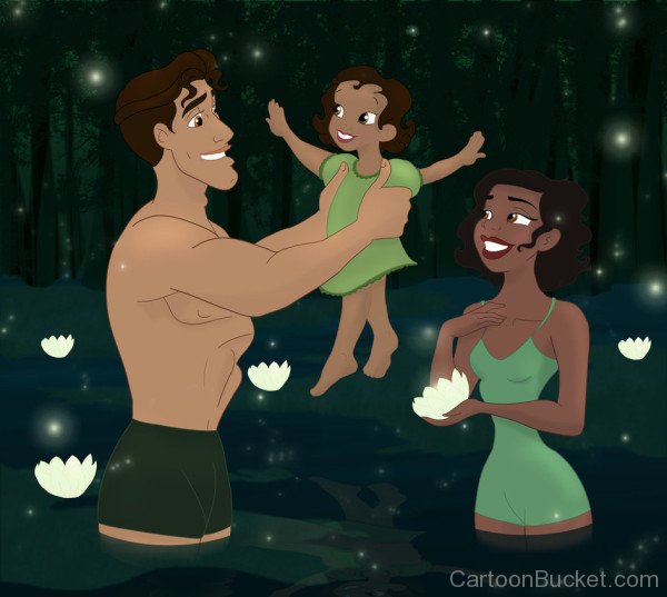 Tiana And Naveen With Her Daughter