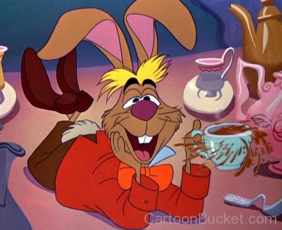 March Hare Holding Tea Cup