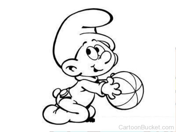 Baby Smurf Holding Basketball-gh602