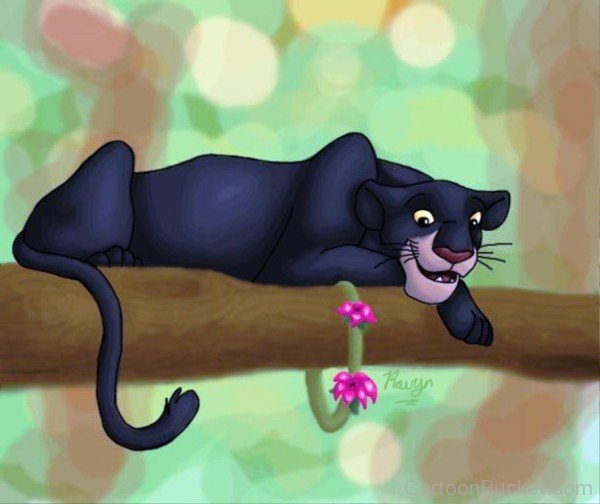 Bagheera Laying On Branch-kli308