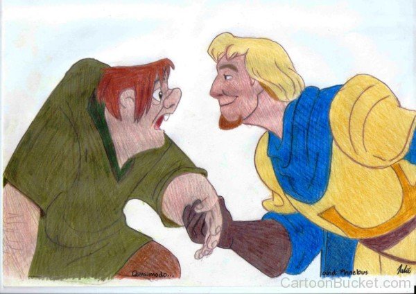 Drawing Of Captain Phoebus And Quasimodo-we320