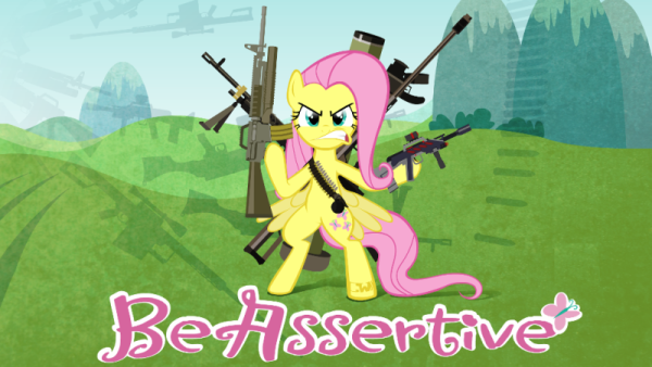 Fluttershy Holding Weapons-rtr722