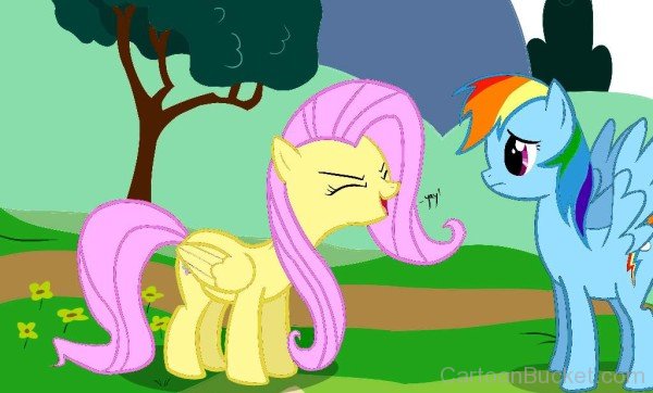 Fluttershy Laughing On Rainbow Bash-rtr727