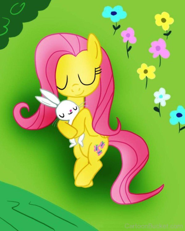 Fluttershy Sleeping With Bunny-rtr738