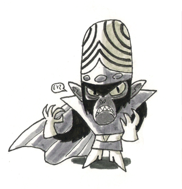 Mojo Jojo Black And White Painting-mj607