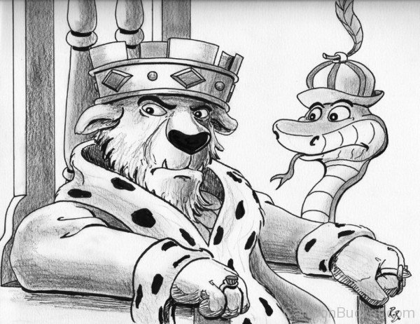 Pencil Sketch Of Sir Hiss And Prince John-yu604