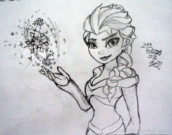 Queen Elsa Pencil Sketch-gh739