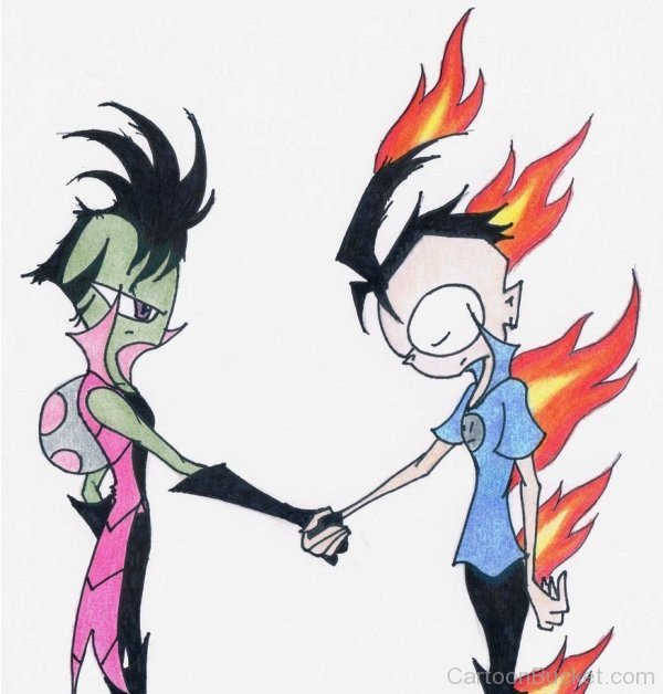 Dib And Zim Holding Their Hands-tbv513