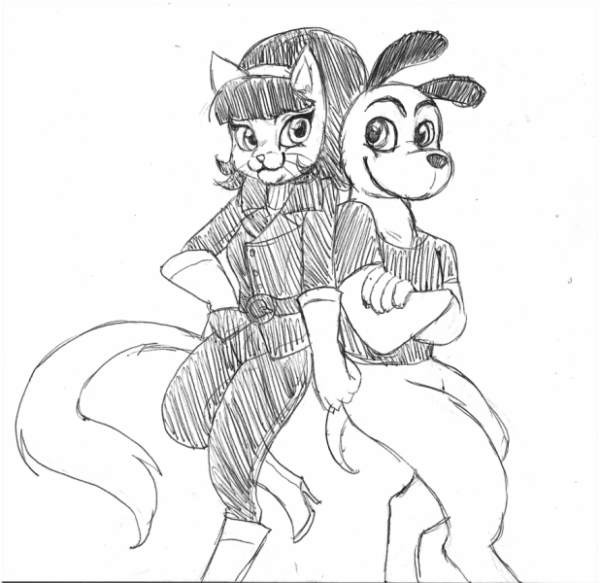 Drawing Of Dudley Puppy And Kitty-ycx307