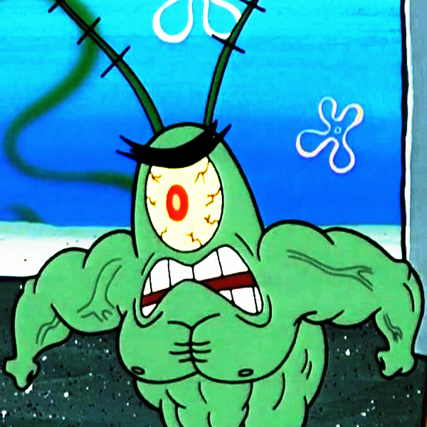 Muscular Sheldon J Plankton Looking Angry