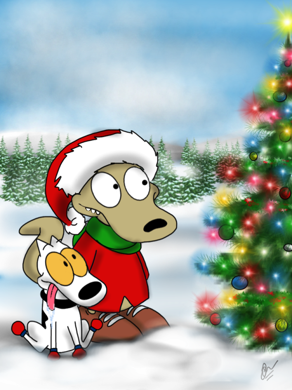 Rocko And Spunky Looking At Christmas Tree-ex213