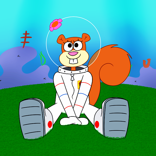 Sandy Cheeks Sitting On Grass-rvb332