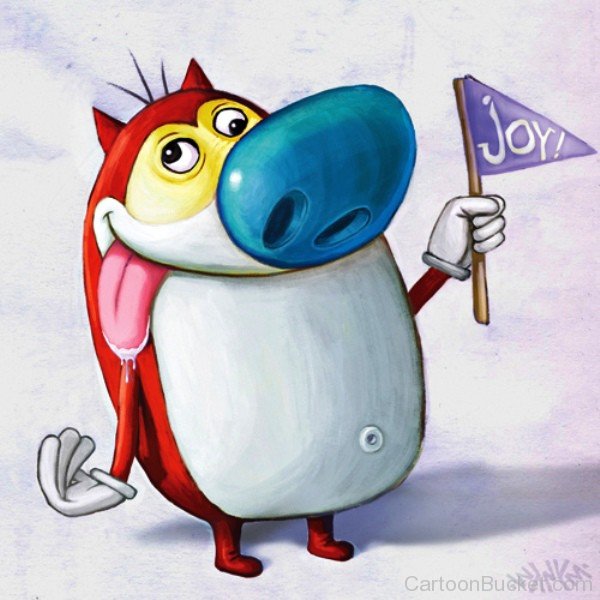 Stimpy J.Cat Holding Little Flag-rq225