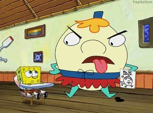 Angry Image Of Mrs. Puff And Spongebob.