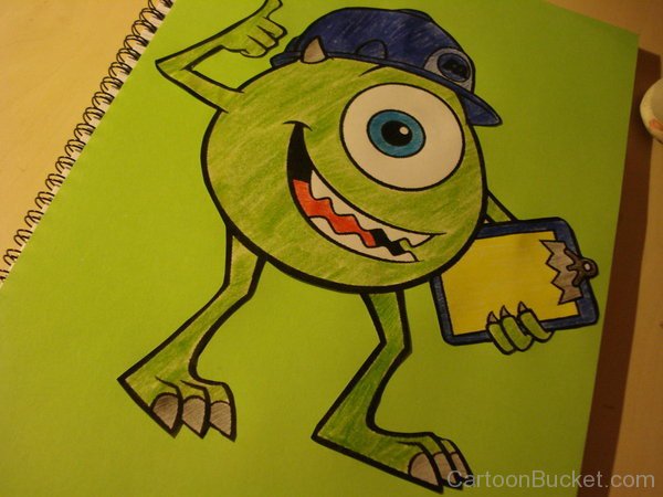 Colour Sketch Of Mmike Wazowski-jh56704-bh19604