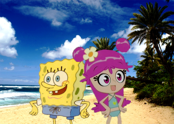 Ami Onuki And Spongebob At Beach-wyf4214