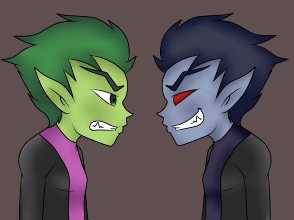 Beast Boy And Evil Beast Boy Looking Angry-tgg402