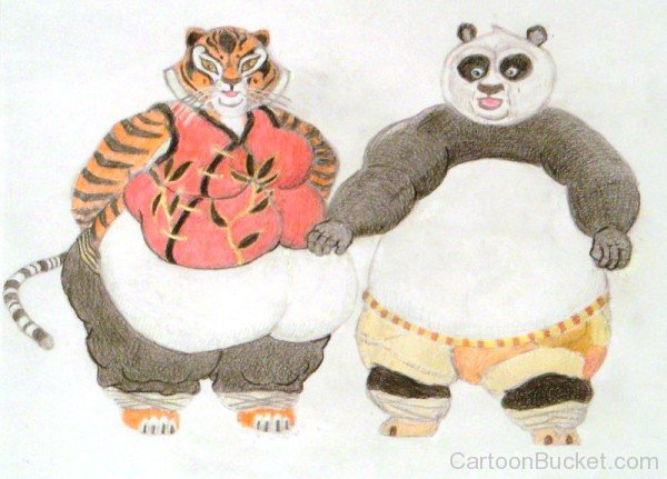 Drawing Of Po Panda And Tigress-wh602