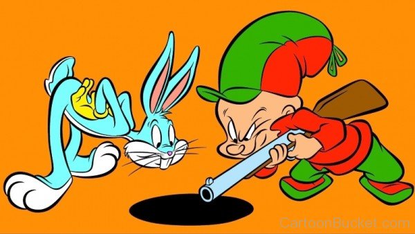Elmer Fudd And Bugs Looking At Hole-ngo9006