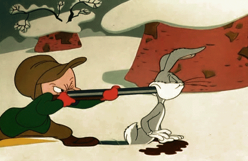 Elmer Fudd Standing Behind Bugs Bunny-ngo9033