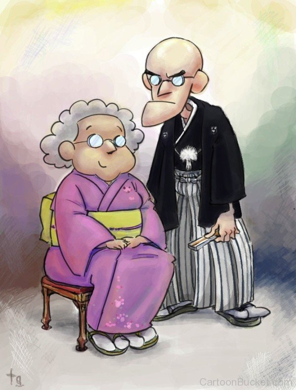 Eustace And Muriel Wearing Japanese Dress-nba203