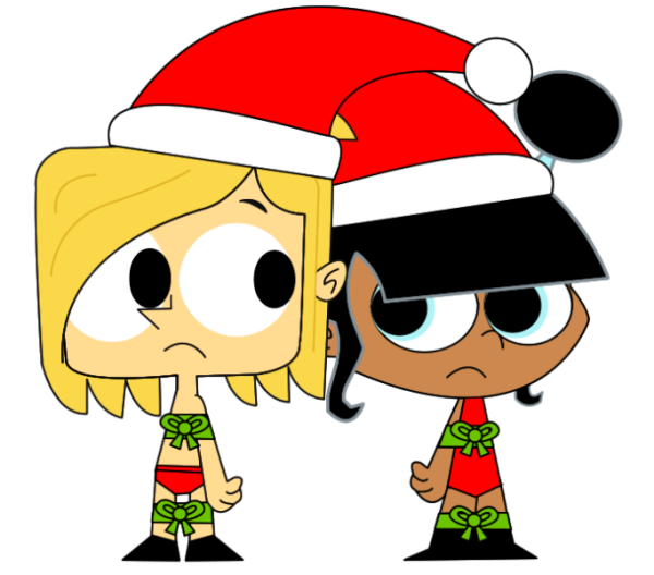 Lola And Tommy Wearing Santa Caps-uda5414