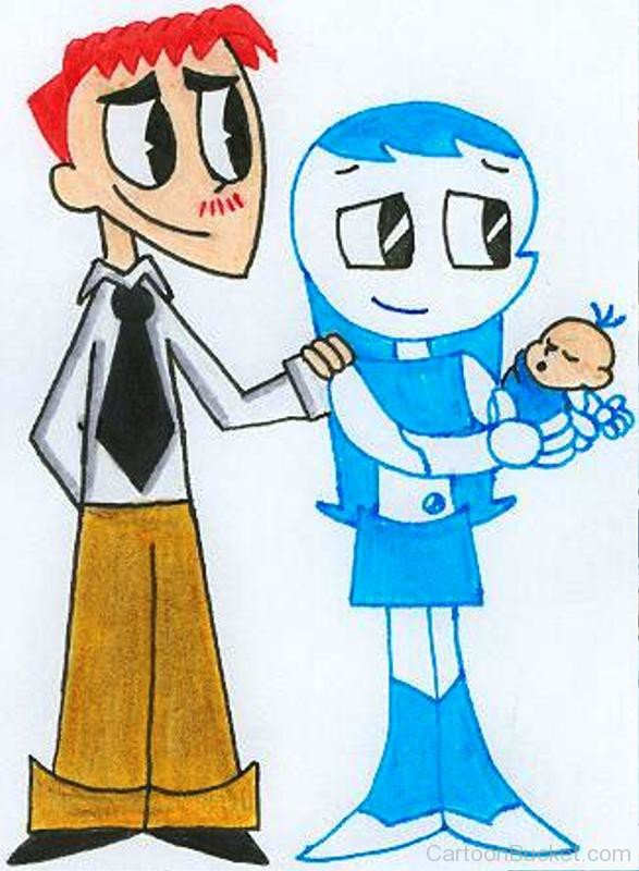 Painting Of Brad And Jenny With Their Baby-yf931