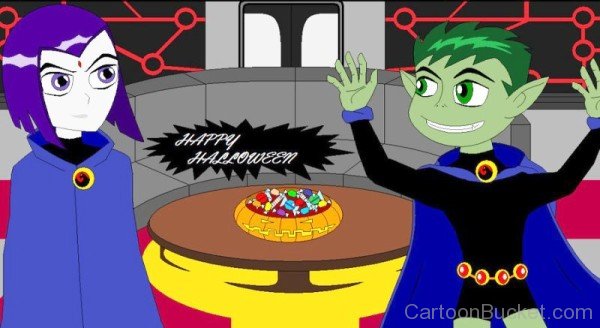 Raven And Beast Boy Celebrating Halloween-rnd2816