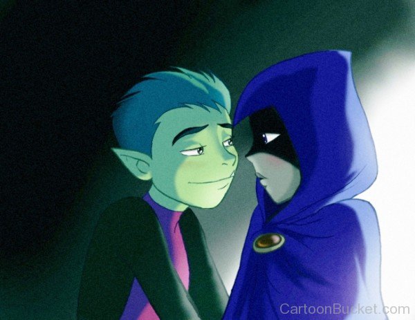 Raven And Beast Boy Looking Eachother-rnd2817