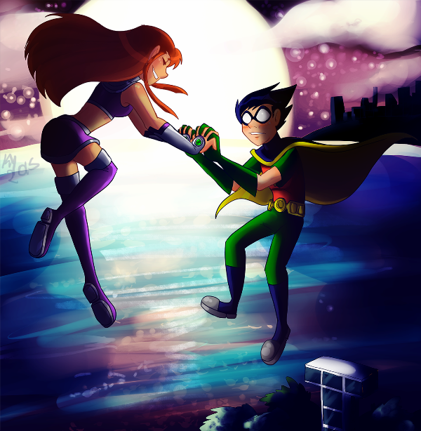 Robin And Starfire Holding Eachother's Hand-ppu9820